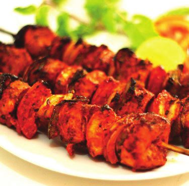 Indian chicken tikka skewers